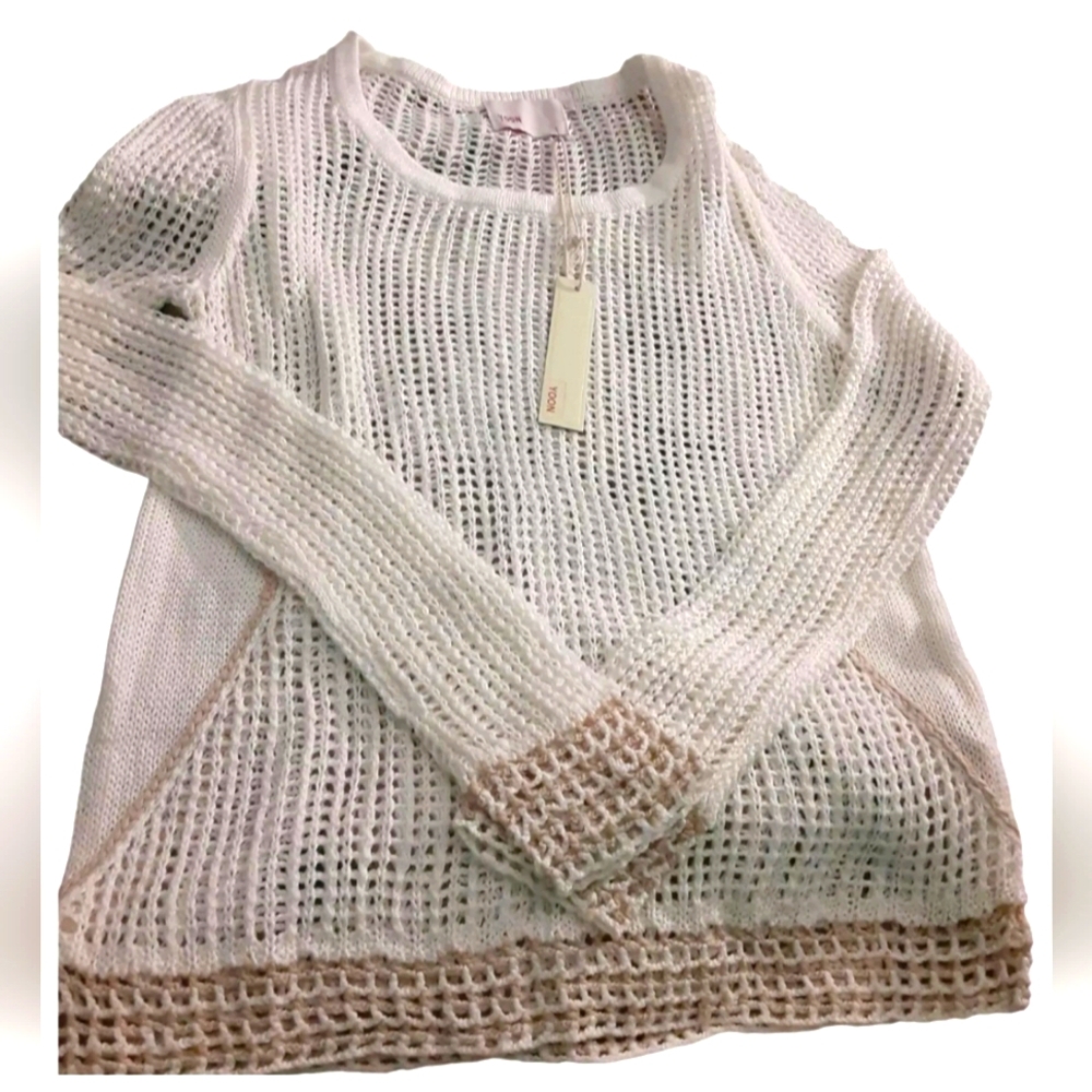 Yoon Anthropologie Women's Sweater Ivory Size L NWT